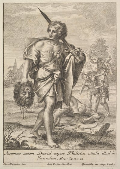 David con la cabeza de Goliat, 1705-62 de Johann Georg Bergmuller