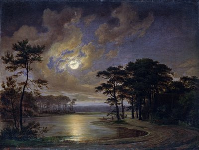 Mar de Holstein - Luz de luna, 1847 de Johann Georg Haeselich