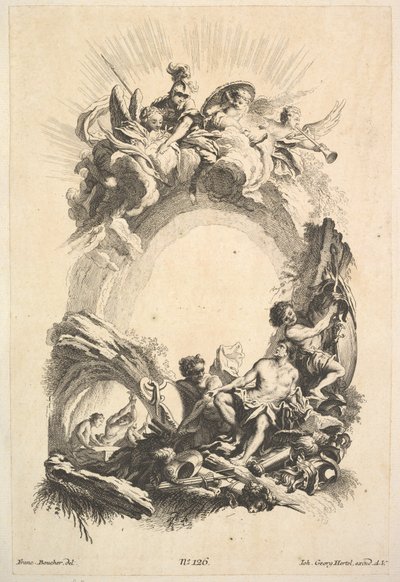 Las forjas de Vulcano, del Libro de Cartuchos, mediados del siglo XVIII de Johann Georg Hertel