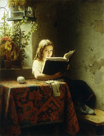 Una niña leyendo de Johann Georg Meyer
