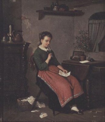 Joven escribiendo una carta de amor de Johann Georg Meyer von Bremen