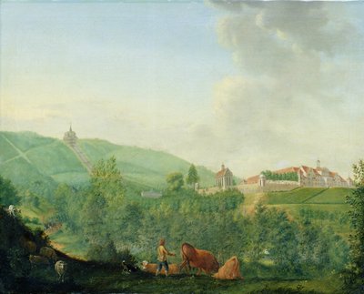 Castillo de Weissenstein, cerca de Kassel (Wilhelmshöhe), 1778 de Johann Georg Pforr