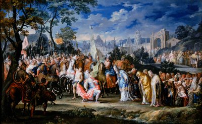 Entrada de Alejandro Magno en Babilonia, 331 a.C., siglo XVIII de Johann Georg Platzer