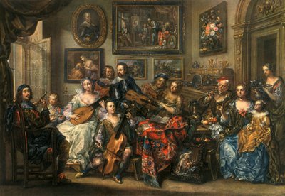 Flauta, laúd, violonchelo y violín, Johann Georg Platzer de Johann Georg Platzer