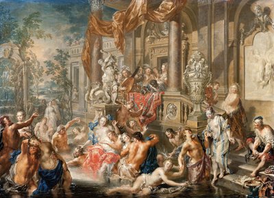 Escena de Fuente frente a un Palacio, 1731-1734 de Johann Georg Platzer