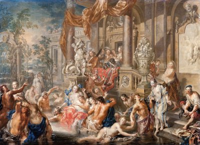 Escena de fuente frente a un palacio, c.1730 de Johann Georg Platzer