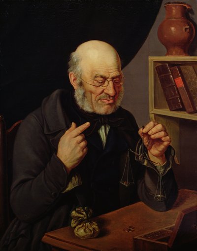 El cambista de Barchfeld pesando monedas de Johann Georg Soemmer