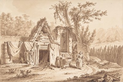 Lavanderas frente a una cabaña, 1769 de Johann Georg Wille