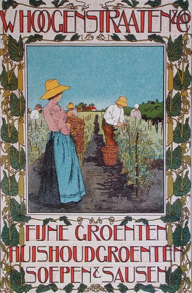 Cosecha de guisantes, póster publicitario 