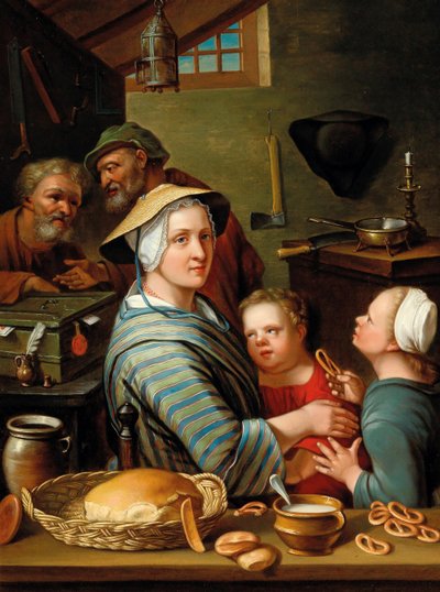 Interior de una cocina con figuras de Johann Gerlach Lambert