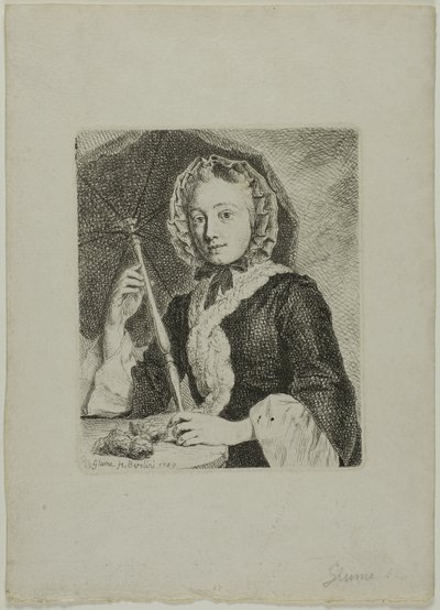 Mujer con una Sombrilla (Sra. Friedrich Christian Glume, Cuñada del Artista) de Johann Gottlieb Glume