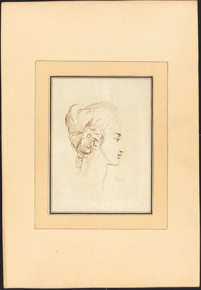 Cabeza de una mujer de Johann Gottlieb Prestel after Guercino
