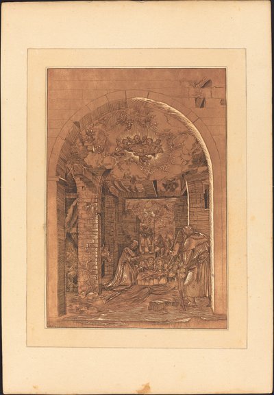 La adoración de los pastores de Johann Gottlieb Prestel after a 16th Century German Artist