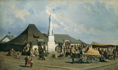 Plaza del mercado en Szolnok de Johann Gualbert Raffalt