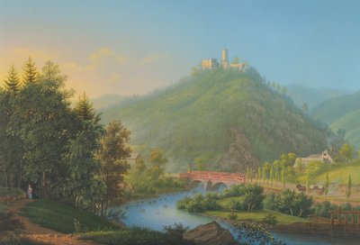 Vista de Kynsburg sobre el Valle del Río Weistritz en Silesia, finales del siglo XVIII-XIX de Johann Heinrich Bleuler