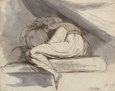 Mujer sentada, acurrucada de Johann Heinrich Füssli
