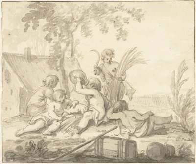 Representación alegórica con niños y atributos de la Agricultura de Johann Heinrich Keller (II)