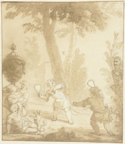 Representación alegórica con niños jugando de Johann Heinrich Keller (II)