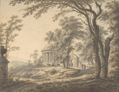 Paisaje Idílico con Templo de Johann Heinrich Muntz