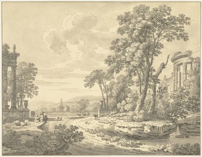 paisaje italiano con ruinas de Johann Heinrich Muntz