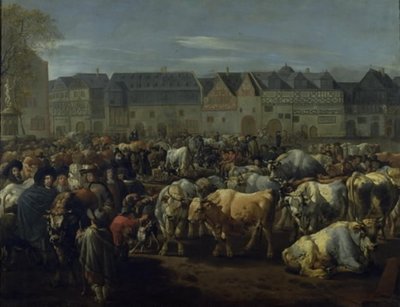 Una feria de ganado de Johann Heinrich Roos
