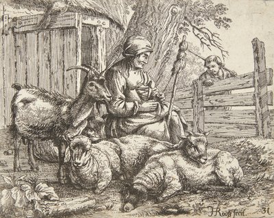 Una rueda de hilar de Johann Heinrich Roos