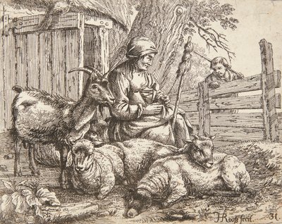 Una rueda de hilar de Johann Heinrich Roos