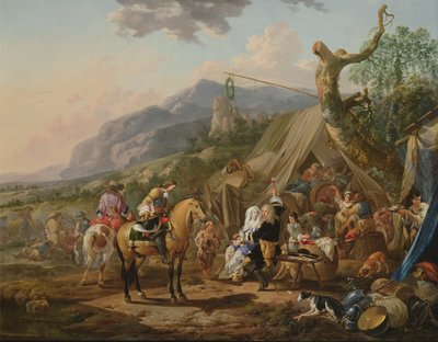 Comandante militar en un campamento de montaña con juerguistas de Johann Heinrich Roos