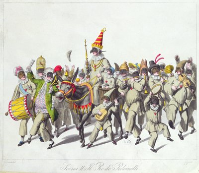 Procesión del Rey Punch durante el Carnaval Romano, principios del siglo XIX de Johann Heinrich Stuermer