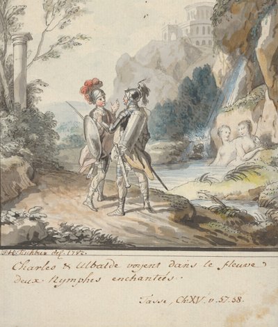 Carlo y Ubaldo resistiendo los encantos de las ninfas de Armida de Torquato, 1782 de Johann Heinrich Tischbein
