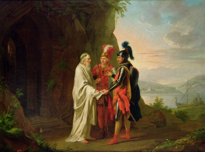 Carlo y Ubaldo visitan al mago en su búsqueda del perdido Rinaldo, 1782 de Johann Heinrich Tischbein