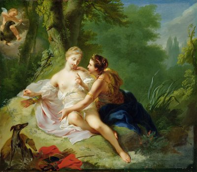Júpiter disfrazado de Diana seduciendo a Calisto, c.1756 de Johann Heinrich Tischbein