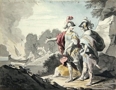Néstor muestra a Telémaco el barco de Johann Heinrich Tischbein