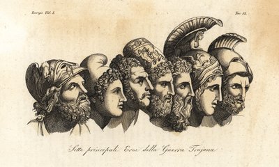 Bustos de siete héroes principales de la Guerra de Troya de Johann Heinrich Wilhelm (after) Tischbein