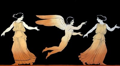 Eros persiguiendo a dos mujeres c.1796 (Grabado en placa de cobre) de Johann Heinrich Wilhelm Tischbein