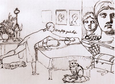 Johann Wolfgang Von Goethe en su casa en Via del Corso en Roma. de Johann Heinrich Wilhelm Tischbein