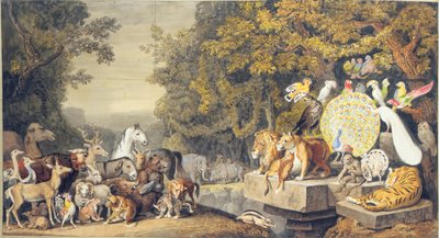 La corte de los animales, ilustración del Canto IV de "Reineke Fuchs" de Goethe de Johann Heinrich Wilhelm Tischbein