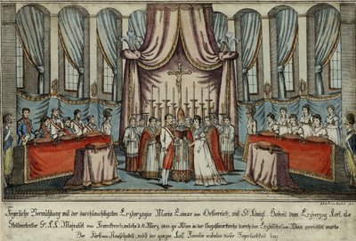 Marie-Louise se casó con Napoleón por poder en Viena, con el Archiduque Carlos en representación de Napoleón de Johann Hieronymus Loeschenkohl