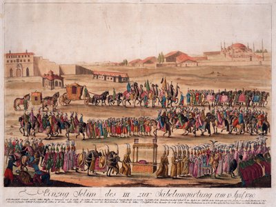 La Entrada del Sultán Selim III (1761-1808) a la Cintura del Sable el 13 de abril de 1789 de Johann Hieronymus Loeschenkohl