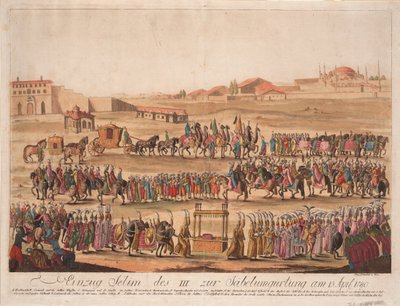 La Entrada del Sultán Selim III para Ceñir el Sable el 13 de abril de 1789, 1789 de Johann Hieronymus Loeschenkohl