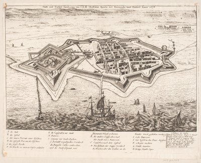 Ciudad y castillo de Landscron conquistados por I.K.M. Cristiano Quinto en el año 1676 de Johann Husman