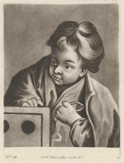 Niño con una caja de Johann Jacobus Haid