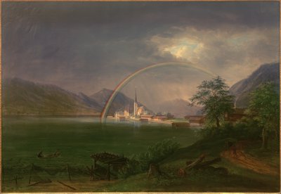 Egern en Tegernsee con arco iris de Johann Jakob Dorner der Jüngere