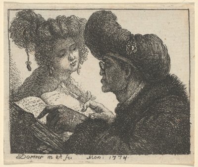 Un Hombre con un Turbante Leyendo a una Mujer Joven de Johann Jakob Dorner the Elder