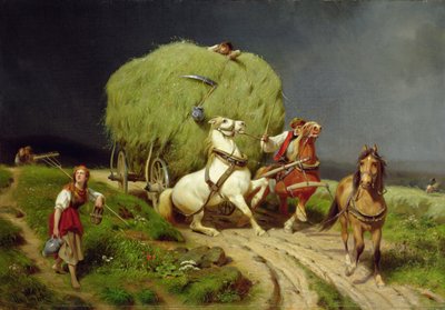 El carro de heno, 1874 de Johann Jakob Eduard Handwerk