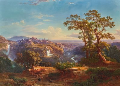 Vista de Tívoli y las cascadas. 1860 de Johann Jakob Frey