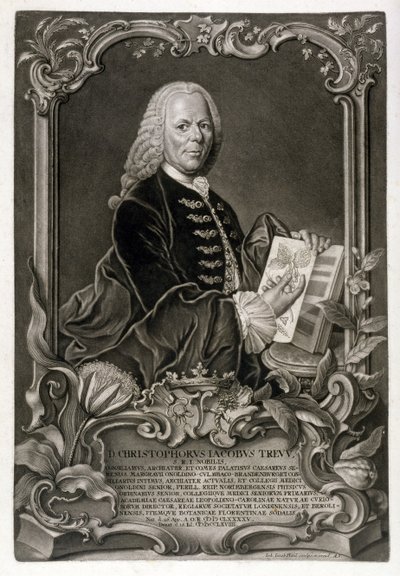 C. J. Trew, botánico, pub. c.1768 de Johann Jakob Haid
