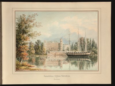El Palacio Imperial de Gatchina (lápiz y acuarela sobre papel) de Johann Jakob Meier