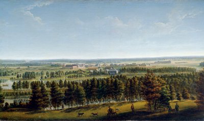 Parque del Palacio visto desde el Palacio de Gátchina, 1790s de Johann Jakob Mettenleiter