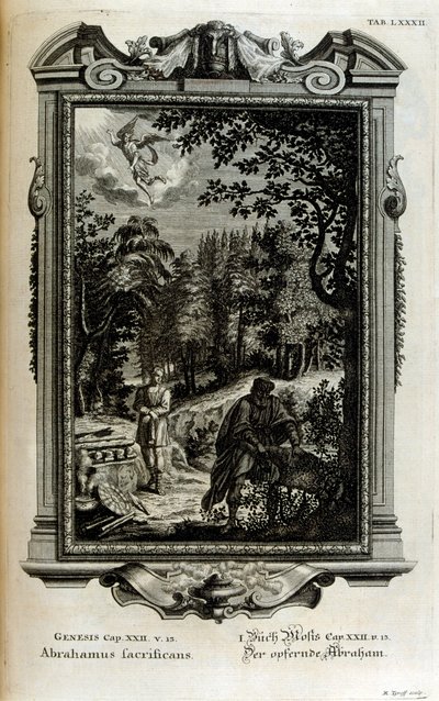Abraham se prepara para sacrificar a Isaac de Johann Jakob Scheuchzer